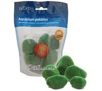 biOrb 46084 Juego de guijarros, cubiertos de musgo - atractiva decoración de acuario para diseñar el fondo | compuesto de guijarros de mármol | adecuado para agua dulce y agua marina