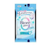 Bioré Zero Powder Deodorant Sheets Cool Fragrance Free 10 Sheets, Body Wipes with Smooth Dry Finish for Daily Fresh Care