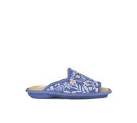 Biorelax Zapatillas de Casa para Mujer, Azul con Estampado Floral, Puntera Abierta, Comodidad Real (Azul, Estandar, Sistema tallas calzado EU, Adulto, Mujer, Números, mediano, 37)