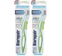 Biorepair, Cepillo de dientes juvenil, cepillo de dientes para niños de 6 a 12 años, probado clínicamente, con cerdas de suavidad media, forma curvada patentada, antibacteriano, elimina hasta un 100%
