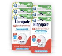 Biorepair , hilo dental antibacteriano encerado ultraplano, con MicroRepair® para espacios reducidos, para cuidado bucal, ideal para dientes sensibles, sabor a menta fresca, paquete de 6 x 30 metros