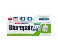Biorepair, Pasta de dientes Junior de 6 a 12 años, 12 paquetes de 75 ml, libre de flúor con vitamina E, antioxidante para encías saludables, refrescante con sabor a menta