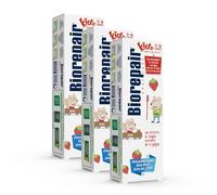 Biorepair ® - Pasta de dientes para niños, 0-6 años, pasta de dientes para niños sin flúor, sabor a frutas, anticaries, para encías sanas, 3 unidades x 50 ml