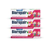 Biorepair, Pasta de dientes para niños de 0 a 6 años, 3 paquetes, Biorepair Pasta de dientes para niños sin flúor sabor a fresa anticaria, para encías saludables, 50 ml