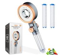 BIORYC ® Alcachofa de Ducha Con Filtro. Oasis Cabezal de Ducha con Filtro. Alcachofa Ducha Alta Presión Antical y Cloro. Aquapure cabezal ducha con Botón STOP y Regulador (2 FILTROS)