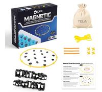 BIORYC ® Juego de Mesa Ajedrez Magnético Negro (20 imanes) + Bolsa de Tela + Varillas + Enlaces + Tablero de Esponja | Juegos Imanes y Cuerda | Magnetic | El Juego de 2025