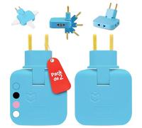 BIORYC ® |Pack 2| Enchufe Plano Pared Extraplano 180º, Ladrón Plano con 3 Tomas, Adaptador Enchufe Triple para Detrás de Muebles, Sofá, Cama, Mesita, Cocina y Oficina, Azul