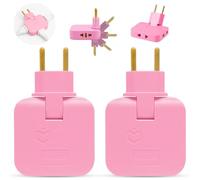 BIORYC ® PACK Ladron Enchufes Plano | Enchufe Plano Pared Extraplano de 3 Tomas Giratorio 180º | Ladrón Enchufe | Enchufes Planos Detras Muebles | Ladron Enchufe | Ladrones para Enchufes (ROSA 2)