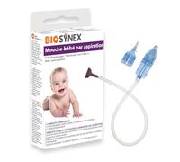 BIOSYNEX - Mosca de bebé manual - Mosca de bebé por aspiración - Aspirador nasal - 2 tamaños de puntas reutilizables - Higiénico - Desemboca la nariz - recién nacidos, bebés y niños