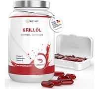 BIOTARY Aceite de Krill 200 Cápsulas Blandas 1040 mg Alta Dosis 400 mg Fosfolípidos / 50 mg Colina incluye pastillero Omega 3 Astaxantina Vitamina E Suministro para 6-7 meses