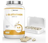 BIOTARY L-Glutatión 160 cápsulas 500 mg altamente dosificado y reducido al 98% + vitamina C con pastillero incluido, reserva de 5 a 6 meses, L-glutatión bioactivo vegano sin aditivos, probado en