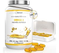 BIOTARY Omega 3 aceite de pescado 400 cápsulas blandas 4000 mg por dosis diaria 720 mg EPA y 480 mg DHA incluye pastillero suministro para 100 días muy alta pureza calidad comprobada