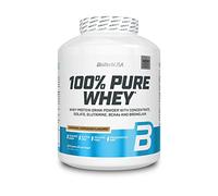 BioTechUSA 100% Pure Whey Complejo de suero de leche con bromelina, aminoácidos, sin azúcar añadido, sin aceite de palma, con edulcorante, 2.27 kg, Caramelo-Capuchino