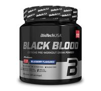 BioTechUSA Black Blood CAF+ Bebida Pre-Entrenamiento en Polvo con 12 Ingredientes Activos y 200mg de Cafeína por porción - Libre de Azúcar, Lactosa y Gluten, 300 g, Arándanos
