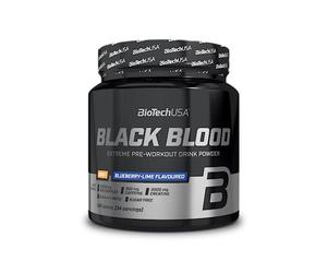 BioTechUSA Black Blood NOX+ | Fórmula pre-entrenamiento | con cafeína, creatina, tirosina | sin azúcar | 340 g | Arándano-lima