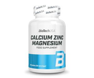 BioTechUSA Calcium Zinc Magnesium | Contienen 4 tipos de minerales | Para la salud ósea y el funcionamiento normal del sistema inmunitario | Vegano, sin gluten y sin lactosa | 100 comprimidos