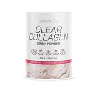 BioTechUSA Clear Collagen, Bebida en polvo saborizada y refrescante con colágeno hidrolizado y edulcorante, 308 g, Fresa Y Arándano Rojo