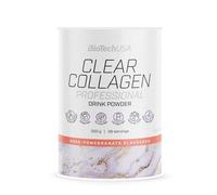 BioTechUSA Clear Collagen Professional, Bebida en polvo saborizada y refrescante con colágeno hidrolizado, ácido hialurónico, aminoácidos, 350 g, Rosa-Granada