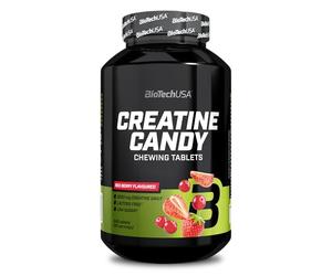 BioTechUSA Creatine Candy | Pastillas masticables de creatina | Con 3 g de monohidrato de creatina micronizada | Vegano | Bajo contenido en azúcar | 240 comprimidos, Frutos del bosque