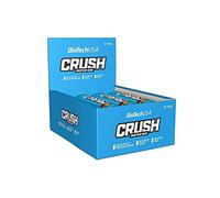 BioTechUSA Crush Bar Barrita alta en proteínas con cobertura de chocolate crujiente y sin azúcar añadido, 12 * 64 g, Toffee-Coco