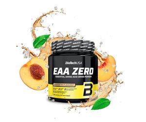 BioTechUSA EAA Zero - Essential Amino Acid Power | 7160mg EAA/porción | Proporción recomendada por la OMS | Sin azúcar, sin gluten, 350 g, Té Helado De Melocotón