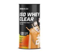 BioTechUSA Iso Whey Clear | Bebida en polvo de aislado de proteína de suero | 21 g de proteína por ración | Sin lactosa, azúcar ni gluten, 400 g, Té Helado De Melocotón