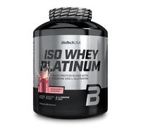 BioTechUSA Iso Whey Platinum | Mezcla de proteínas con creatina | Textura cremosa | Con vitamina B3 y zinc | Sin azúcar, sin gluten | Proteína multicomponente | 1816 g, Fresa