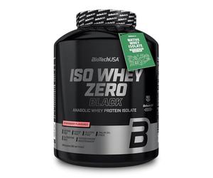BioTechUSA Iso Whey Zero Black - Proteína Premium con Creatina, Zinc, Vitamina B3 y Aminoácidos | 90% Proteína | Sin Azúcar, Sin Lactosa, Sin Gluten, 1816 g, Fresa