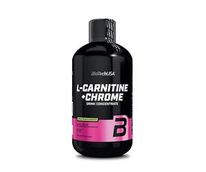 BioTechUSA L-Carnitine+Chrome | Bebida saborizada | 1.050mg L-Carnitine, Chromium, Pantothenic Acid | Sin azúcar | Vegano | Sin gluten, 500 ml, Naranja