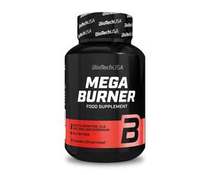 BioTechUSA Mega Burner | Sin Cafeína | Con L-Carnitina y Vitaminas | Con Fibra, Cromo e Inulina | Para un Control de Peso Eficaz, 90 cápsulas