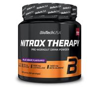 BioTechUSA Nitrox Therapy | Con vitamina B6, magnesio y cafeína | 16 ingredientes activos | Sin gluten, sin lactosa, 340 g, Uva azul