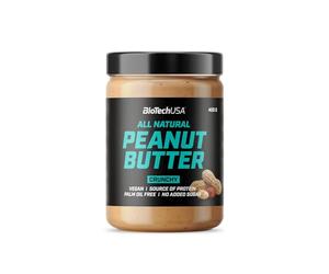 BioTechUSA Peanut Butter | Fuente de Proteína Vegana Natural | Sin Gluten, Alta en Fibra, Sin Aceite de Palma, 400 g, Crunchy