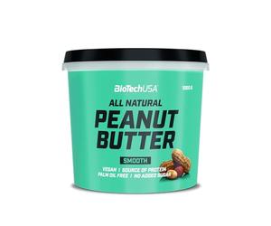 BioTechUSA Peanut Butter | Fuente de Proteína Vegana Natural | Sin Gluten, Alta en Fibra, Sin Aceite de Palma, 1000 g, Smooth