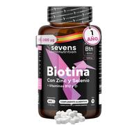 Biotina 10.000 mcg - Suministro para 1 año - Con Zinc, Selenio y Vitaminas B12 y D - 365 Comprimidos - Sevens Nutrition
