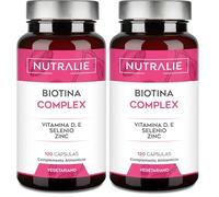 Biotina 10000 mgc Complex - Para Cabello Piel Uñas con Vitaminas D E Zinc Selenio - Para Mujer y Hombre - 120 Cápsulas Vegetarianas Biotin Nutralie (Paquete de 2)