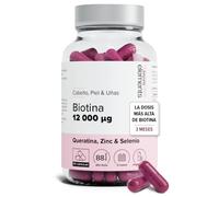 Biotina 12.000 µg con Queratina, Selenio & Zinc - Tratamiento de 3 Meses | Alta Dosis - Cabello, Piel & Uñas - 90 Cápsulas Vegetales - Beyond Elements