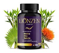 Biotina cabello piel y uñas con selenio y zinc - Vitaminas para el pelo + 17 ingredientes activos | 120 cápsulas | Queratina, cártamo, saw palmetto | Anticaída natural mujer y hombre | LIONZEN FORTE