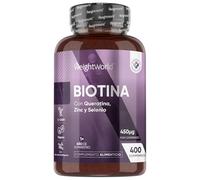 Biotina con Queratina, Zinc y Selenio 400 Comprimidos Veganos para +1 Año de Suministro - Potente Complejo de Vitamina B7 para Cabello, Piel y Uñas, Ideal para la Mujer y el Hombre, Sin OGM ni Gluten