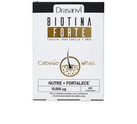 Drasanvi Biotina Forte 10.000 µg | Biotina para el Cabello, Piel y Uñas con Zinc y Hierro | Alta Potencia 20.000% VRN | 45 Comprimidos | Vegano