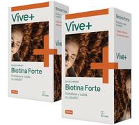 Biotina Forte Vive+ - 2 Paquetes de 30 Cápsulas - Suplemento para la Salud del Cabello, Piel y Uñas - Con Biotina y L-Cistina