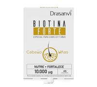 Biotina para el Cabello 10.000 mcg | Piel y Uñas, Zinc y Hierro | Drasanvi | Biotina Cabello Piel y Uñas 10.000 mcg, 20.000% VRN, con zinc y hierro para nutrir y fortalecer el cabello.