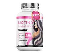 Biotina para el Cabello Vitastrong 450 Comprimidos (15 Meses) Biotina Complex con Queratina, Selenio, Zinc, Cobre, Bambú, Vitaminas para el Cabello, Piel y Uñas, Crecimiento Cabello Mujer y Hombre