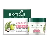 Biotique Crema blanqueadora y abrillantadora de coco biológico para todo tipo de piel, 50 g Quito manchas oscuras I 100% natural y orgánico I puro coco virgen, ddelion y manjishtha
