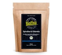 Biotiva Chlorella y Spirulina Polvo Ecológico 100g - Algas - vegano - Chlorella Vulgaris - Embotellado y controlado en Alemania (DE-ÖKO-005)