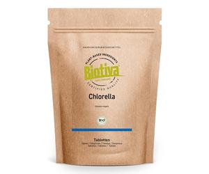 Biotiva Pastillas de chlorella orgánica - 500 g - 1000 comprimidos - 100% pura - comprimidos veganos de alga chlorella - llenada y verificada en Alemania (DE-ÖKO-005)