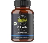 Biotiva Pastillas de chlorella orgánicas (300 piezas) - 500 mg comprimidos - 100% puro - comprimidos de alga chlorella vegana - llenada y verificada en Alemania (DE-ÖKO-005)
