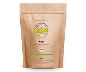 Biotiva Polvo de algas kelp orgánicas - 200 g - yodo natural - laminariales - llenado en Alemania (DE-ÖKO-005) - 100% vegano - sin agentes de relleno ni sustancias disociadoras.