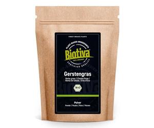 Biotiva Polvo de hierba de cebada orgánica 1000g (2x500g) - hecho de finos y jóvenes pastos - Embotellado y controlado en Alemania (DE-ÖKO-005)