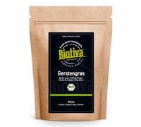 Biotiva Polvo de hierba de cebada orgánica 200 g - polvo de hierba de cebada joven hecho de finos y jóvenes pastos - de Alemania - certificada orgánica (DE-ÖKO-005) - sabor fino