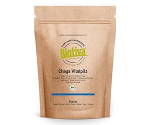 Biotiva Polvo de hongo chaga orgánico 250g (2x125g) - colección silvestre certificada - setas vitales - embotellado y controlado en Alemania